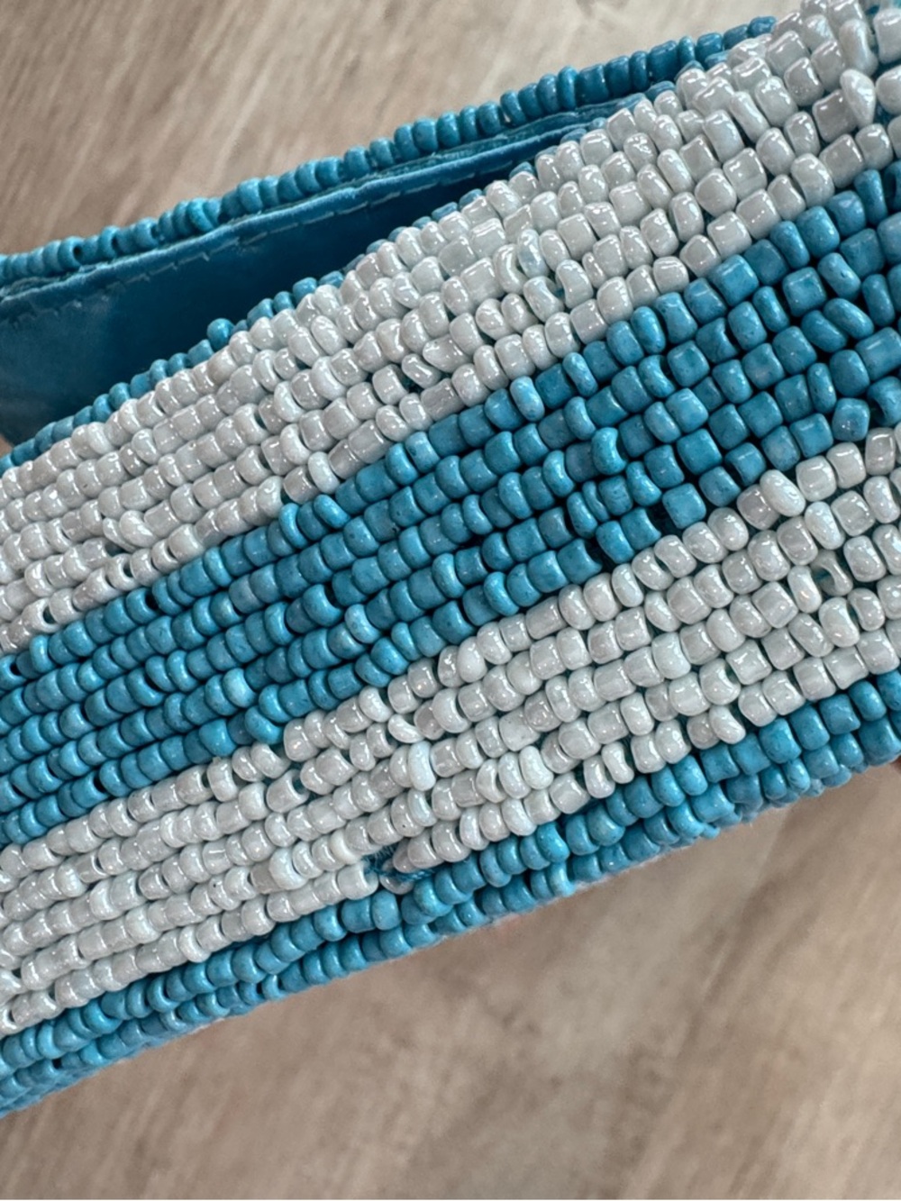 Handcrafted in India Blue Striped Vegetable Beaded Bag Viral TikTok NWT - Picture 12 of 16